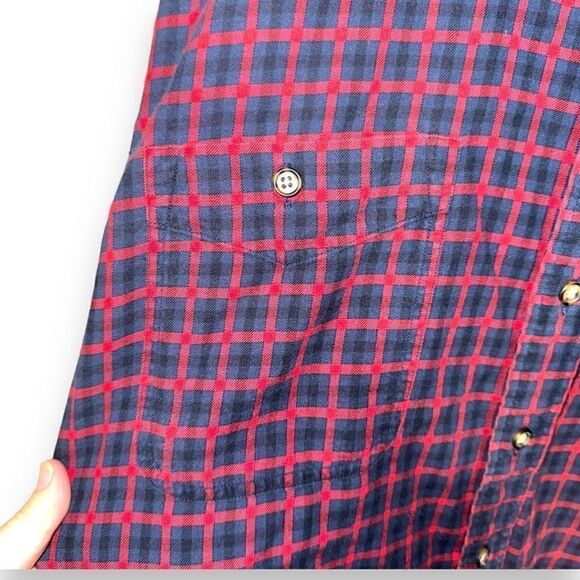 90s Abercrombie & Fitch Navy & Red Wool Oxford Button Down M - Picture 6 of 10